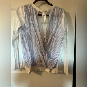 LOFT Blue and White Striped Blouse
